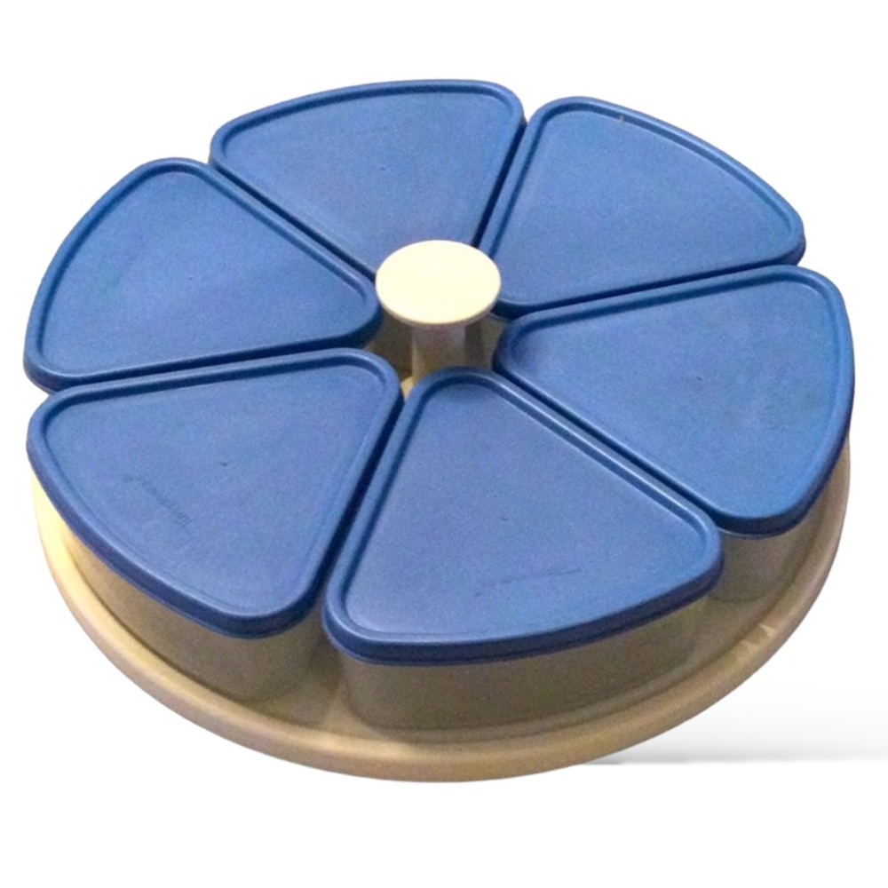 Tupperware True Blue 6 Wedge Carousel Vintage